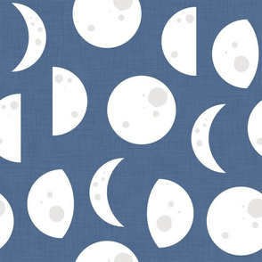 moon phases on blue linen 