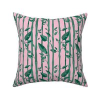 Japanese Bamboo forest trees wood illustration green pink 