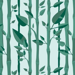 Japanese Bamboo forest trees wood illustration blue green