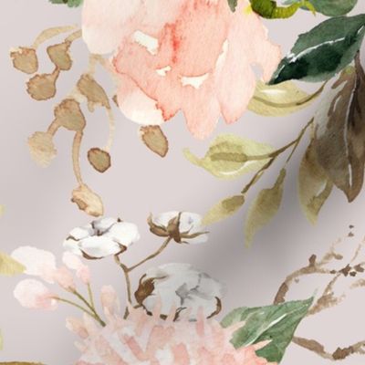 21" Vintage Magnolia Florals // Swiss Coffee