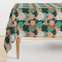 Stencil Floral in Bronze, Rose and Mint