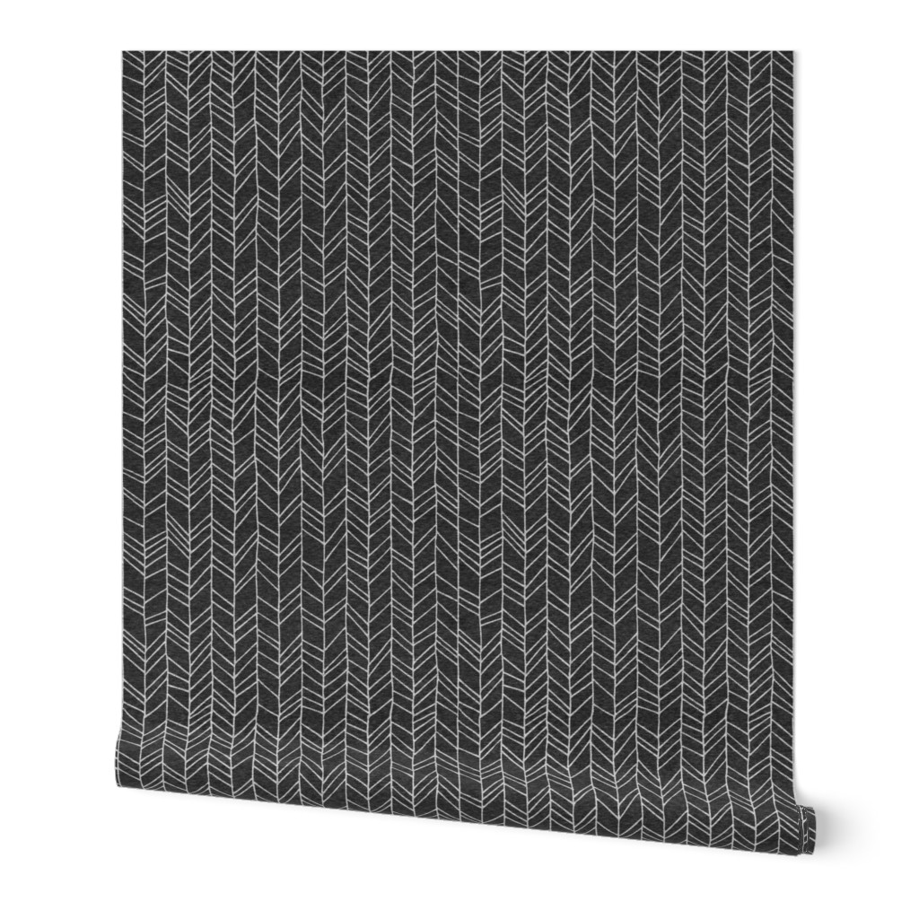 Black Heather Crazy Chevron Herringbone Hand Drawn Geometric Pattern GingerLous