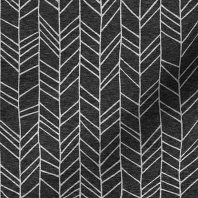 Black Heather Crazy Chevron Herringbone Hand Drawn Geometric Pattern GingerLous