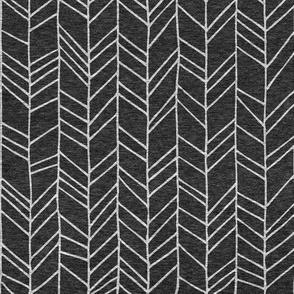 Black Heather Crazy Chevron Herringbone Hand Drawn Geometric Pattern GingerLous