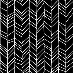 Black Crazy Chevron Herringbone Hand Drawn Geometric Pattern GingerLous