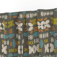 Folk flowers grid-brown