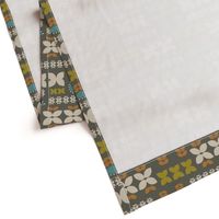 Folk flowers grid-brown