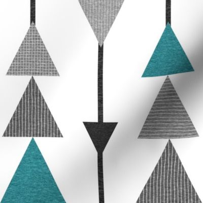 Chasing Triangles – Black Turquoise Teal Grey