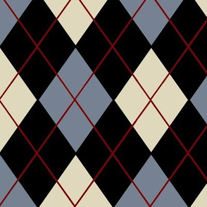 Classic Argyle Plaid in Gray Black Cream and Red