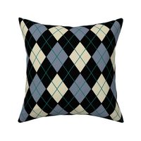 Classic Argyle Plaid in Gray Black Cream and Teal
