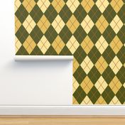 Classic Argyle Plaid in Olive Green Cream Sand and Brown