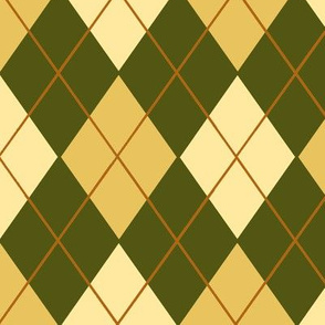 Classic Argyle Plaid in Olive Green Cream Sand and Brown