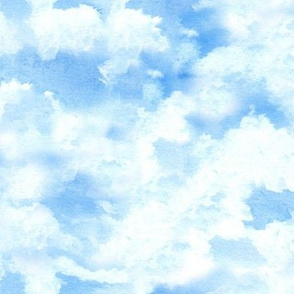19-10ad Blue Sky Clouds Watercolor Nature Baby 