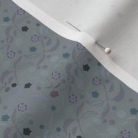 Floral Flowers Vines Simple Neutral Blues Grays Wallpaper Pillow Quilt Small