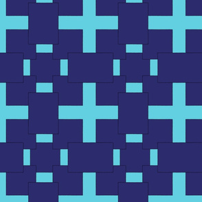 Light blue geometric shapes on dark blue