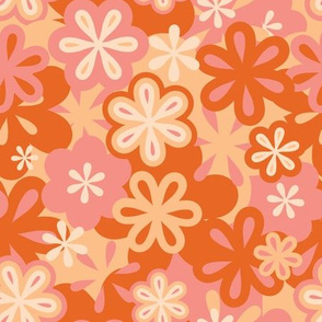 Mod Flowers (orange, pink, cream)