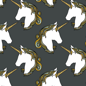 Unicorns on slate grey 10”