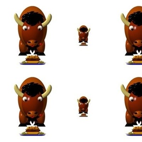 Cute Critters with Heart - Buffalo Eating Beef on Weck and Buffalo Wings