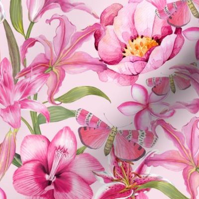 Pink Watercolor Spring Flowers