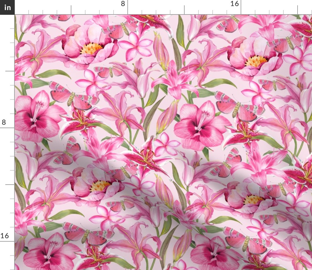 Pink Watercolor Spring Flowers