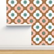 Geometric flower, Poppy oriental pink and white