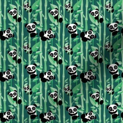 Cute little panda forest bamboo trees lush asian garden design green boys SMALL