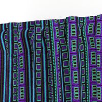 Tribal Squares and Dots - Purple and Teal