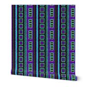 Tribal Squares and Dots - Purple and Teal