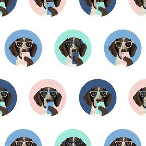 german shorthaired pointer dog selfie fabric, dog selfie, cute selfie, cute dog, glasses, dog glasses, dogs - white