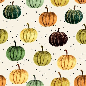 Fall Pumpkins // Spanish Cream with Black Dots - Fall, Halloween