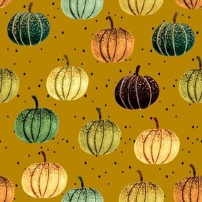 Fall Pumpkins // Gold with Black Dots