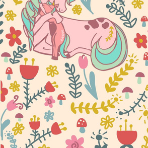 Large Unicorn Tapestry Buttercream