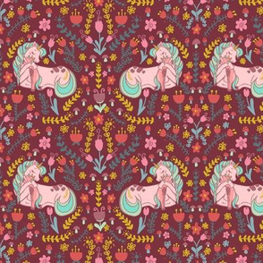 Unicorn Tapestry Burgundy