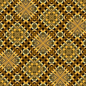 Gold Brown and Black Geometric Basket Weave