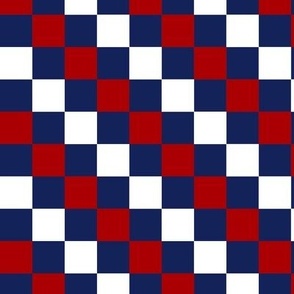 Diamond Squares Cheater Quilt Checkerboard in Red White and Blue