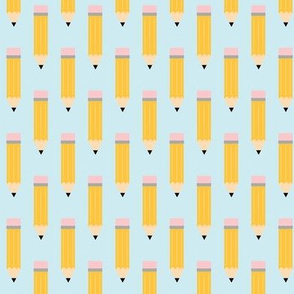 Mini Pencil School Pattern in Blue 