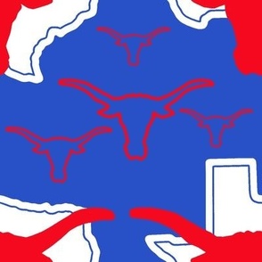 Patriotic Longhorn Cows in the State of Texas Red White Blue America