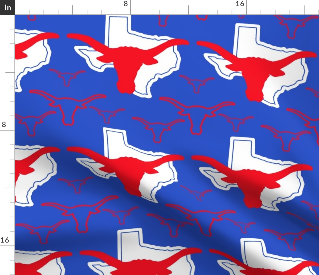 Patriotic Longhorn Cows in the State of Texas Red White Blue America