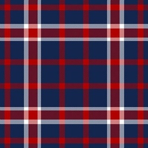Patriotic Navy Blue Plaid with White and Red