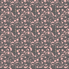 Floral Flowers Pink with Gray Background Classic Simple Beautiful Wallpaper Bedding Quilting