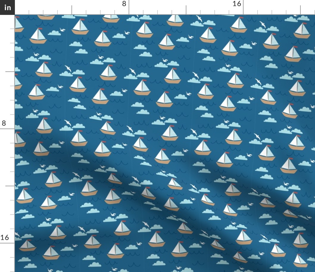 Ahoy Nautical Sailboat Pattern