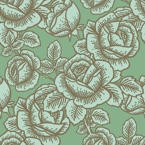 Vintage roses in spearmint