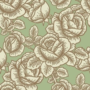 Vintage roses in pistachio 