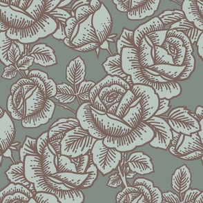 Vintage roses in ice blue