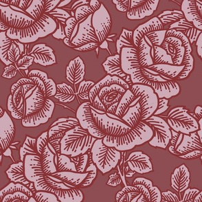 Vintage roses in cranberry