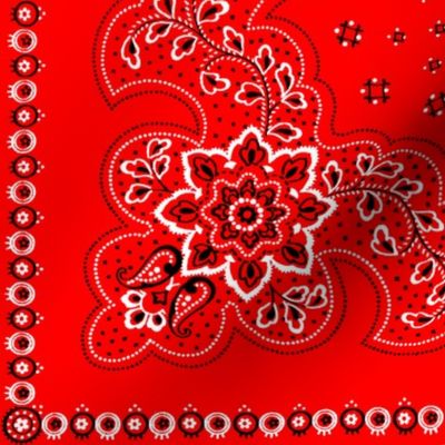 1 american Western turkey red paisley bandanna white black red sugar skulls leaves leaf floral flowers scarf scarves handkerchief vintage antiqueneckerchief cultural  