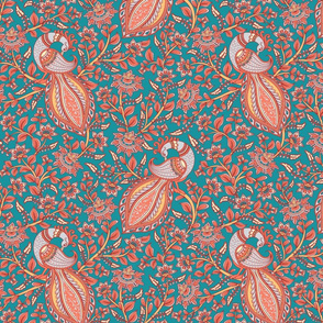 Peacocks_turquoise background