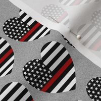thin red line flag in hearts on grey