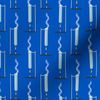 Test Tubes & Bunsen Burners on Blue, Small