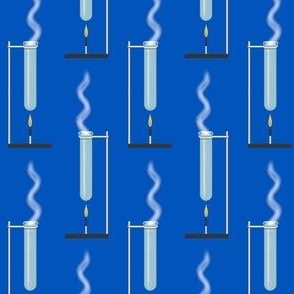 Test Tubes & Bunsen Burners on Blue, Small